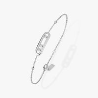 Bracelet Trois Pierres Mobiles Moissanite pour Femme