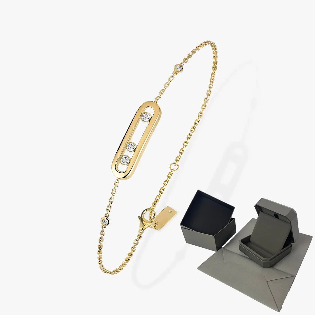 Bracelet Trois Pierres Mobiles Moissanite pour Femme