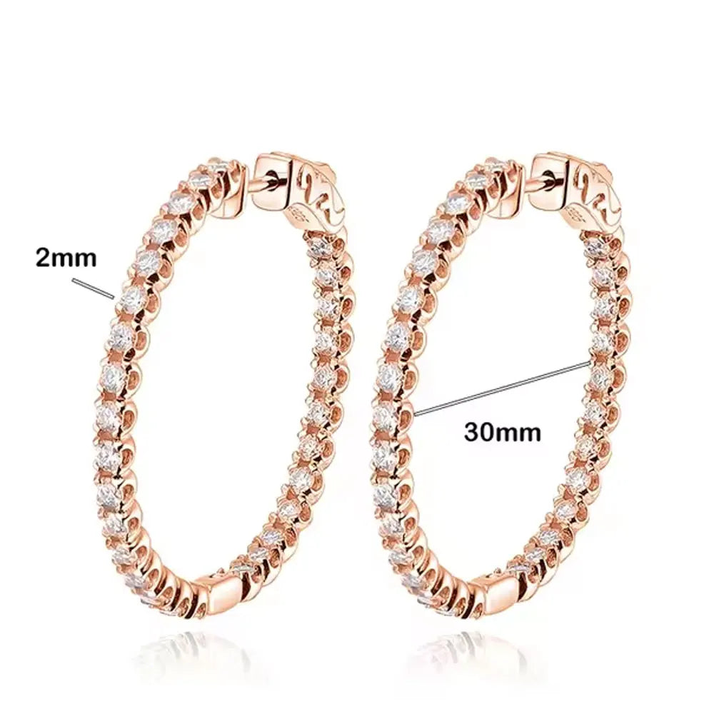 Créoles Moissanite 2mm D VVS1 pour Femme en Argent S925 Plaqué Or Blanc 18K