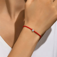Bracelet Corde Rouge Diamant Moissanite Argent 925 Femme