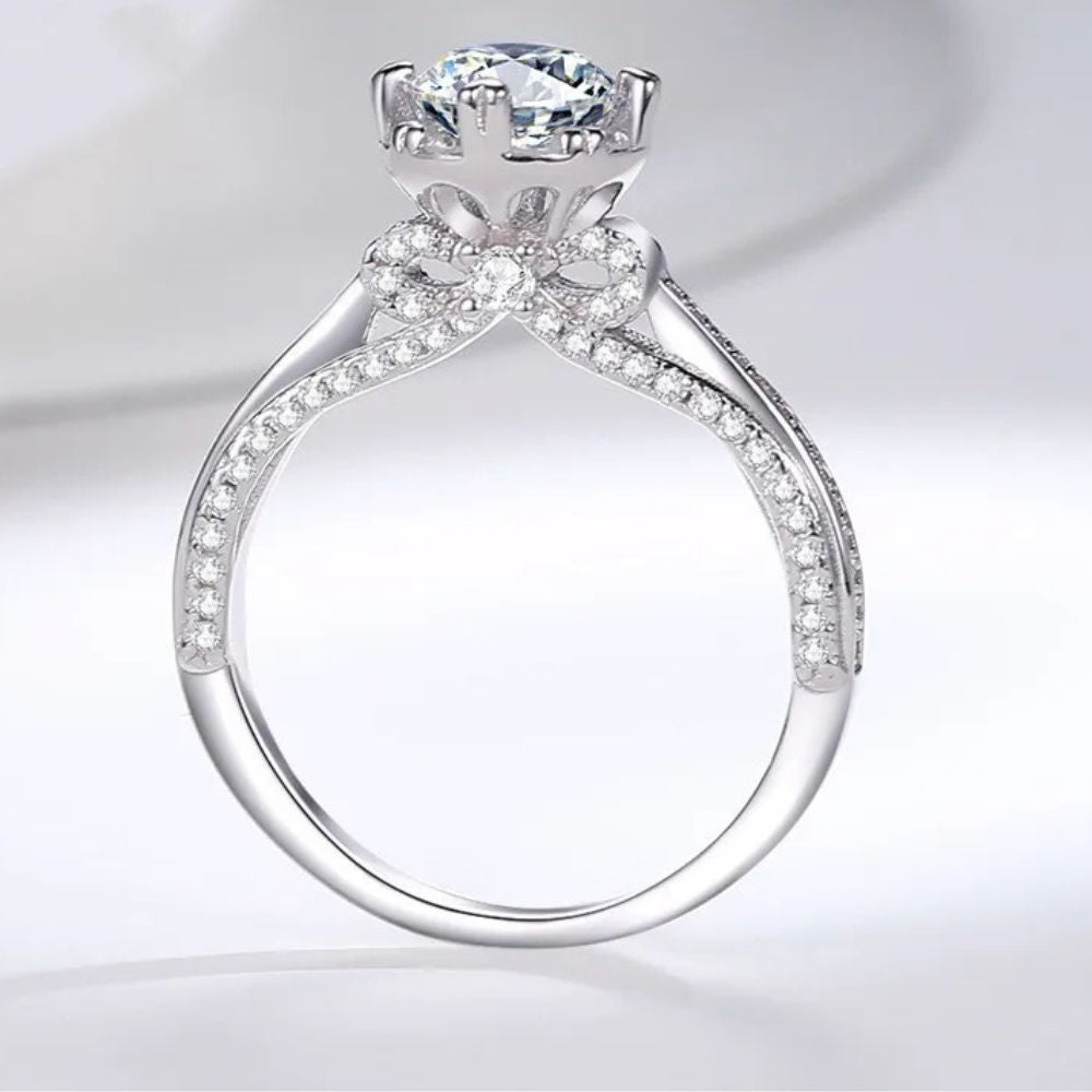 Bague Nœud en Argent S925 avec Moissanite 1ct et