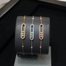 Bracelet Trois Pierres Mobiles Moissanite pour Femme