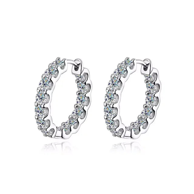 Créoles Moissanite 2mm D VVS1 pour Femme en Argent S925 Plaqué Or Blanc 18K