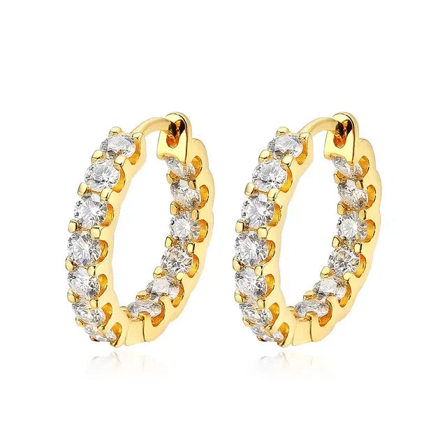 Créoles Moissanite 2mm D VVS1 pour Femme en Argent S925 Plaqué Or Blanc 18K