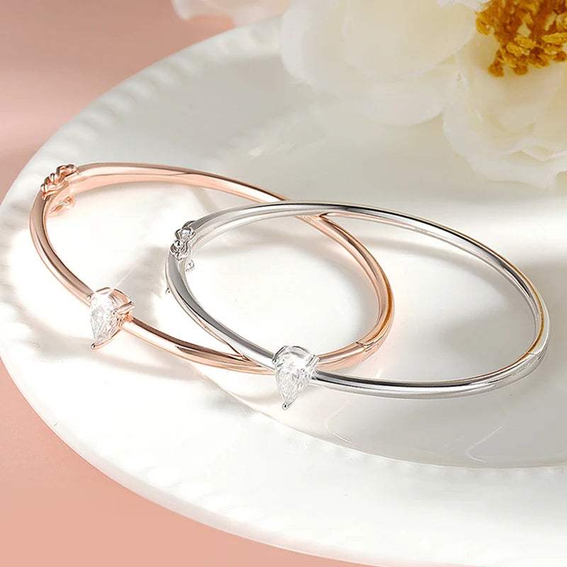 Bracelet Femme Moissanite Poire 1CT, Argent Massif 925