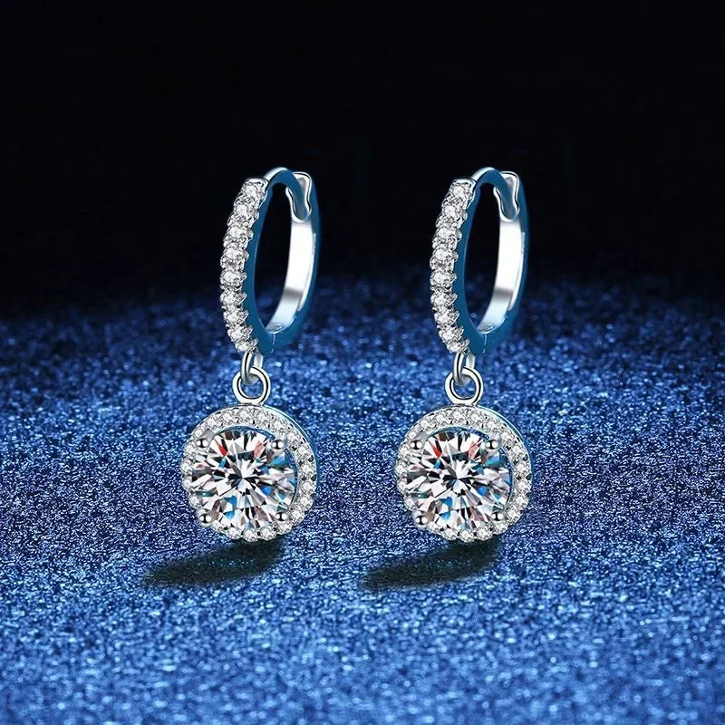 Boucles d’Oreilles Rondes 1ct en Moissanite pour Femme en Argent 925