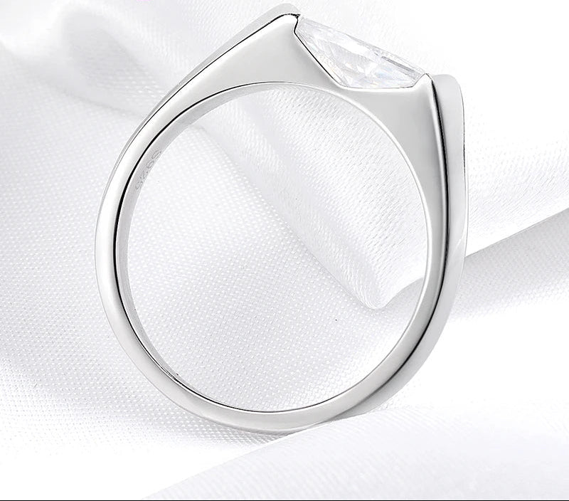 Bague Élégante en Argent 925 avec Moissanite Marquise 1ct pour Femme