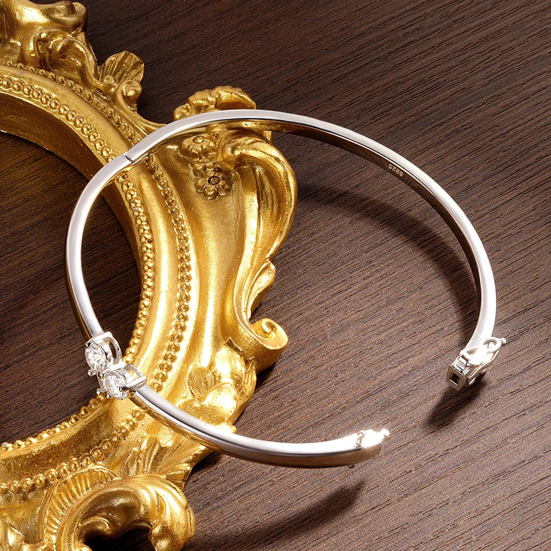 Bracelet Élégant Femme Moissanite, Argent 925, Certifié GRA