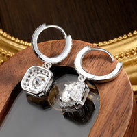 Boucles d’Oreilles Moissanite Couleur D en Argent 925 Plaqué Or Blanc