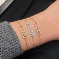 Bracelet Trois Pierres Mobiles Moissanite pour Femme