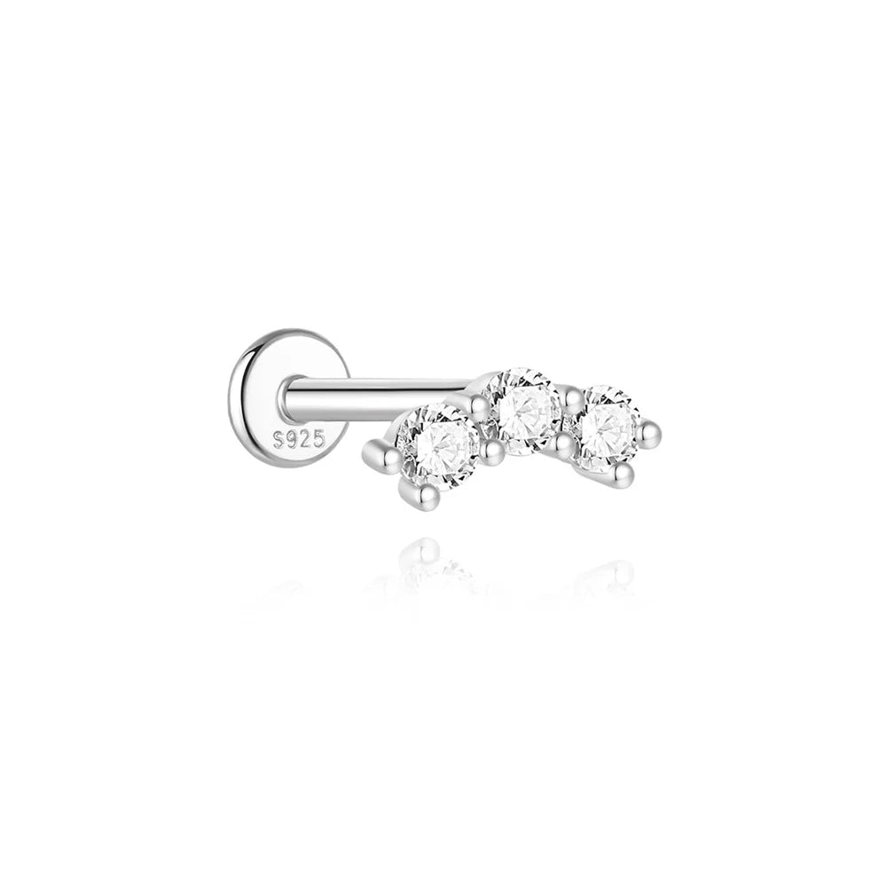 Boucles d’Oreilles Moissanite en Argent 925 à Dos Plat pour Femme