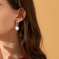 Boucles d’Oreilles Moissanite Couleur D en Argent 925 Plaqué Or Blanc