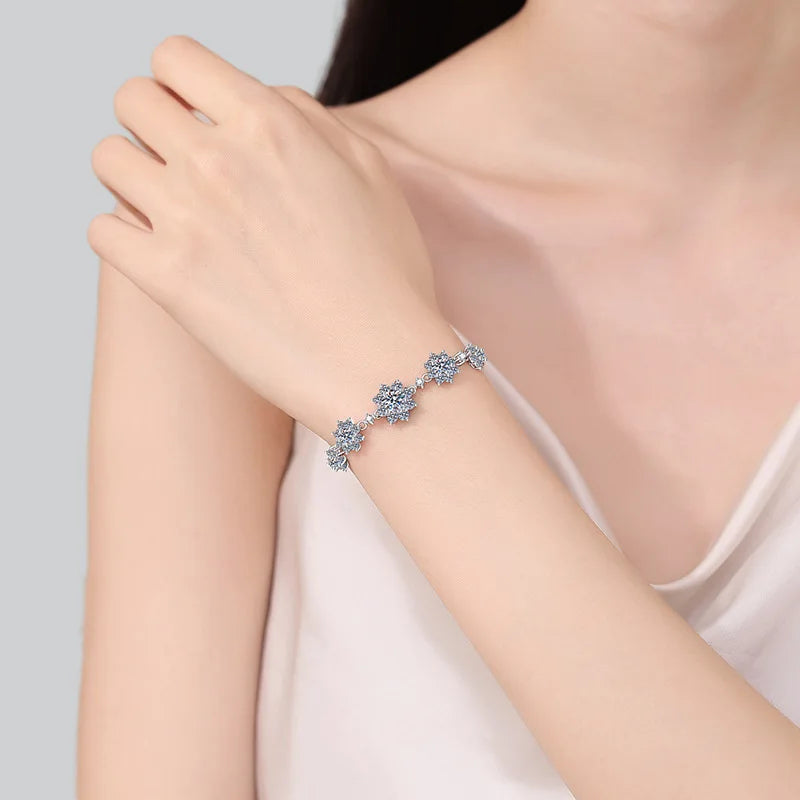 Bracelet Fleur en Moissanite 2.6CT en Argent 925