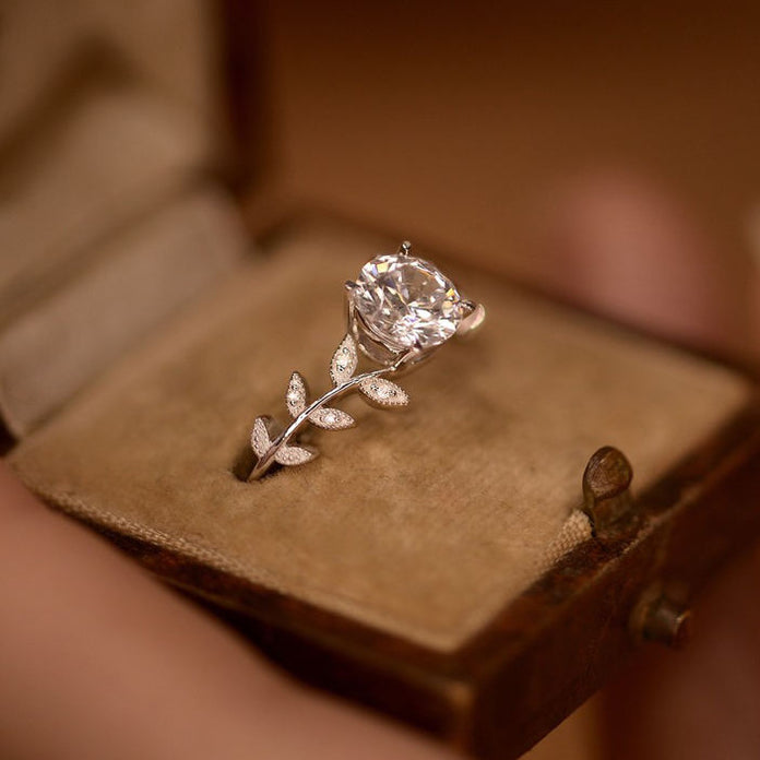 Bague Feuille 1CT Moissanite en Argent 925