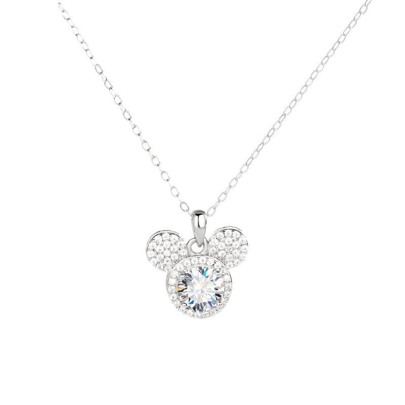 Collier Mickey Plein Moissanite en Argent 925
