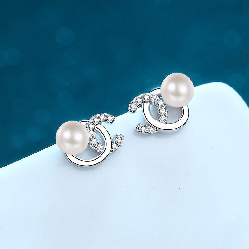 Boucles d’Oreilles Perles & Moissanite Style CC en Argent 925