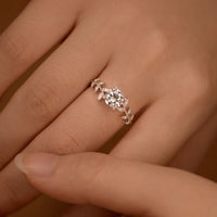 Bague Feuille 1CT Moissanite en Argent 925