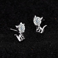 Boucles d’Oreilles Chat Personnalisées en Argent 925 avec Moissanite