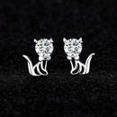 Boucles d’Oreilles Chat Personnalisées en Argent 925 avec Moissanite