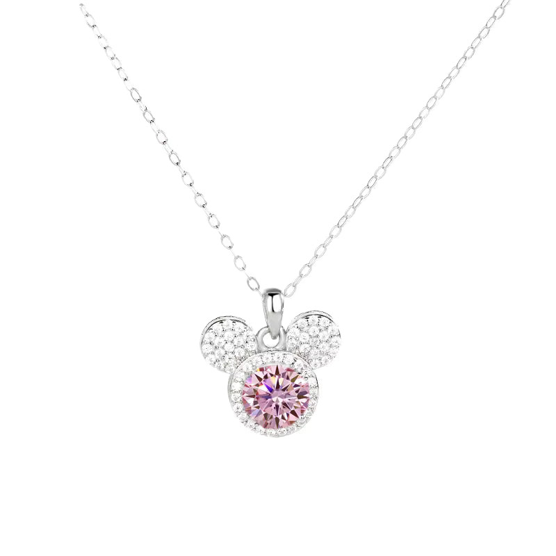 Collier Mickey Plein Moissanite en Argent 925