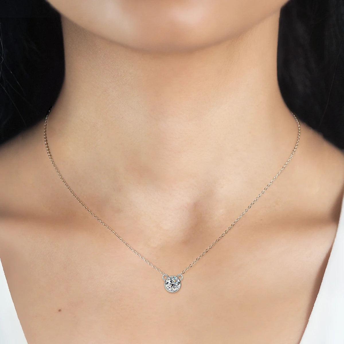 Collier en argent S925 plaqué or 18K avec moissanite incrustée 1.0CT