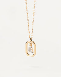Collier Pendentif Lettre A–Z Plaqué Or 18K en Argent 925