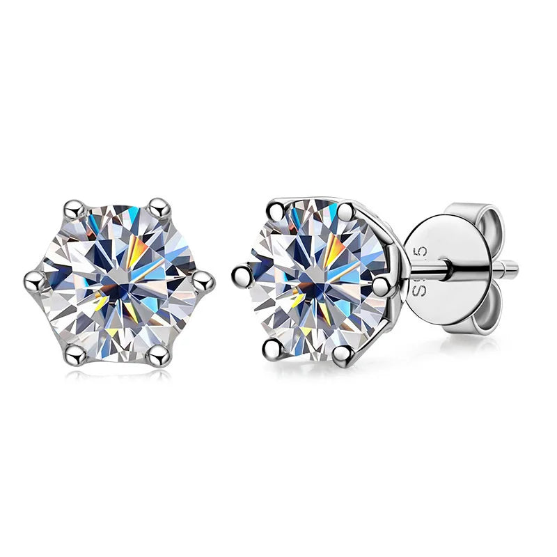 Boucles d’Oreilles Moissanite Coupe Russe 1/2/4CT Couleur D VVS en Argent 925