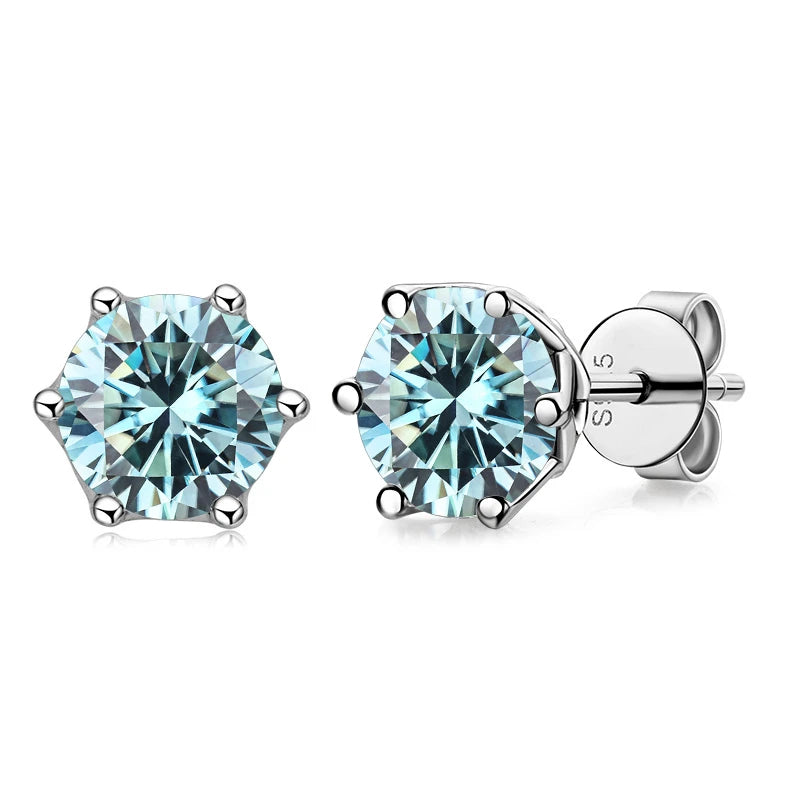 Boucles d’Oreilles Moissanite Coupe Russe 1/2/4CT Couleur D VVS en Argent 925
