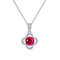 Collier en Or Blanc 18K avec Moissanite et Rubis 1.0CT