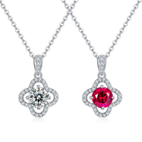 Collier en Or Blanc 18K avec Moissanite et Rubis 1.0CT
