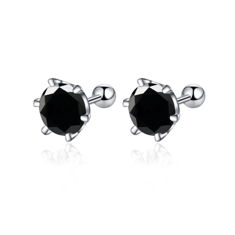 Boucles d’Oreilles Moissanite Couleur D à Vis en Argent 925