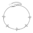 Bracelet Fleur à Quatre Feuilles en Zircon pour Femme Acier Inoxydable Doré